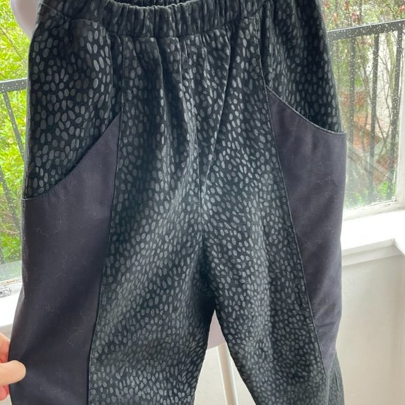 vintage black suede leopard print elastic waist pants xs - Picture 4 of 6